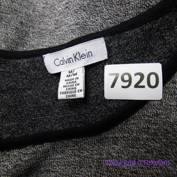 CALVIN KLEIN Women's Gray Contrast-trim Cold-shoulder Sweater Top Size M - Picture 14 of 16